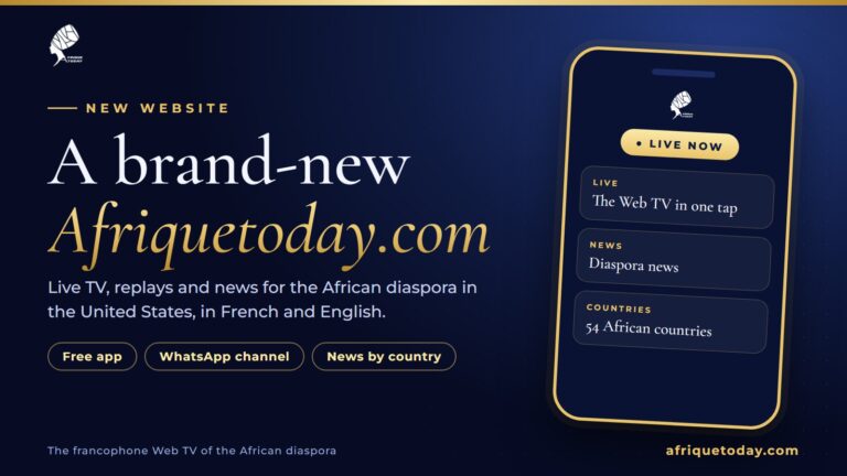 Afriquetoday.com has a new look: Web TV, diaspora news, free app and WhatsApp channel, on a phone screen